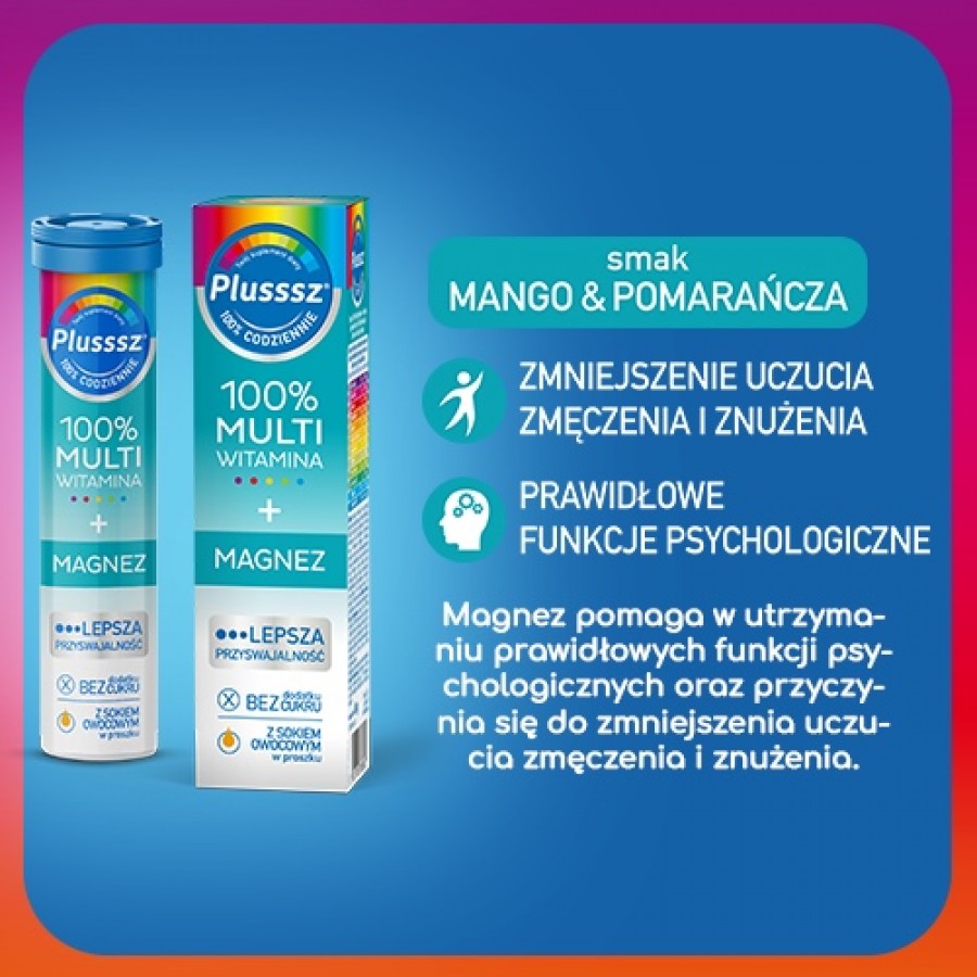 Miniaturka artykułu - #1 Plusssz 100% Multiwitamina + Magnez, 20 tabletek musujących