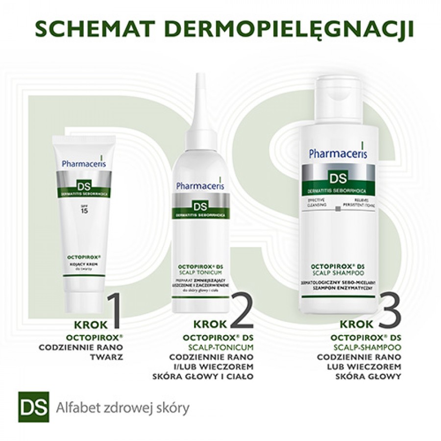Zdjęcie produktu - 3  PHARMACERIS DS OCTOPIROX SCALP TONICUM preparat zmniejszający łuszczenie i zaczerwienienie dla sk&oacute;ry głowy oraz ciała, 100ml
