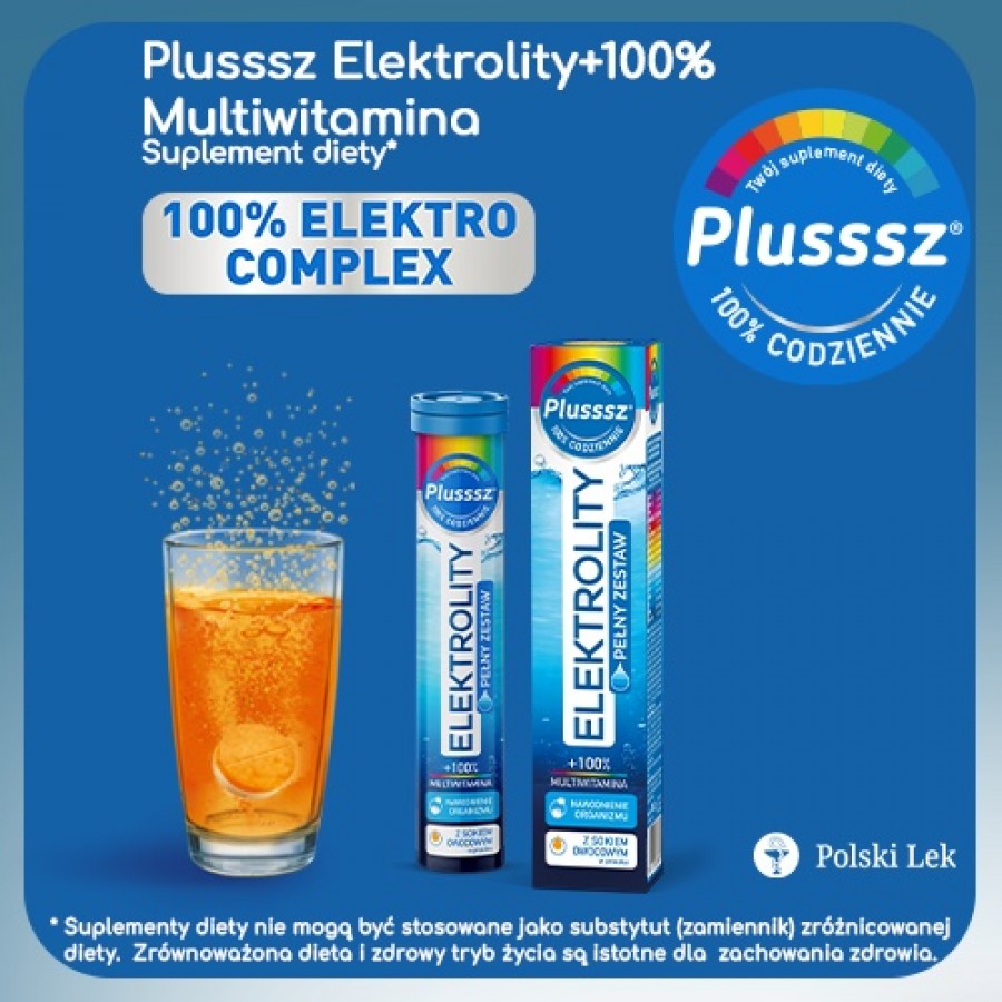 Miniaturka artykułu - #0 Plusssz Elektrolity +100% Multiwitamina, 24 tabl. musujących