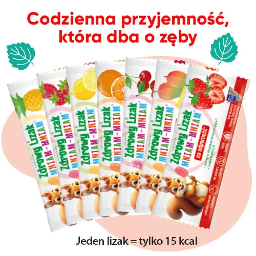 #4 – Zdrowy Lizak Mniam-Mniam truskawka bez cukru kształt łezki, 1szt.