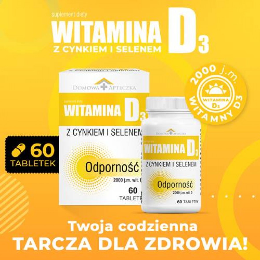 Miniaturka artykułu - #0 DOMOWA APTECZKA Witamina D3 z cynkiem i selenem, 60tabl.