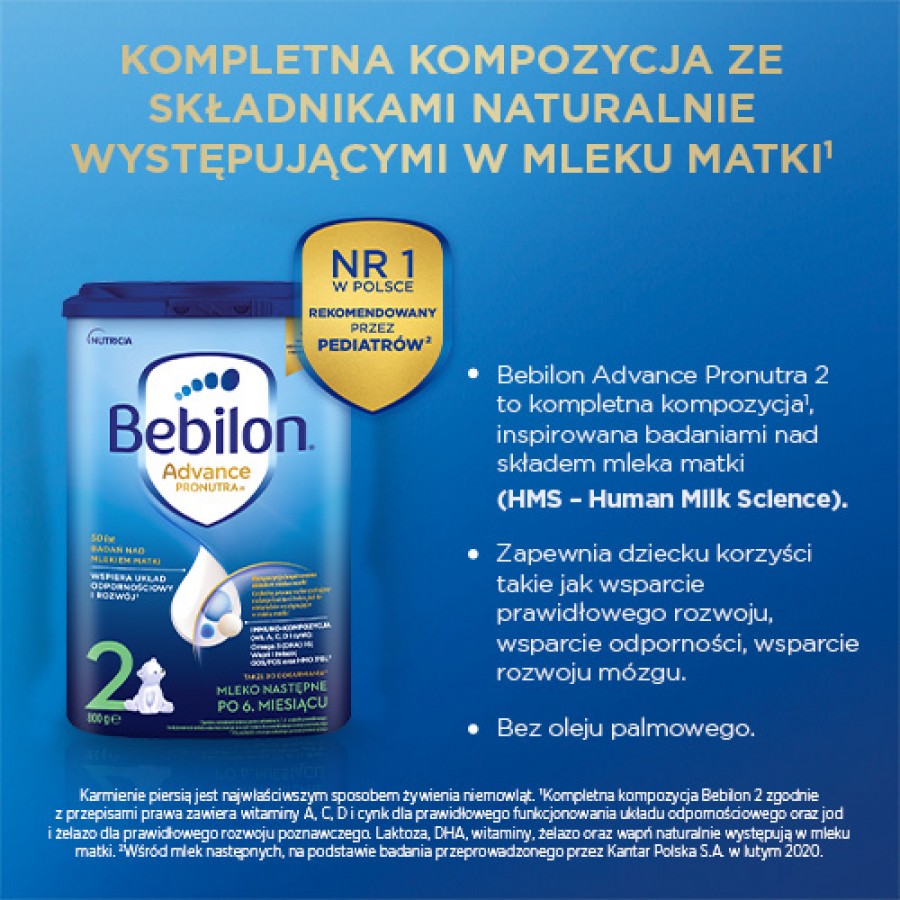Miniaturka artykułu - #1 Bebilon 2 Pronutra+ Mleko następne w proszku dla niemowląt po 6. miesiącu, 800g