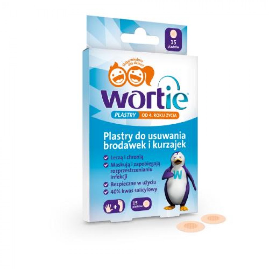 Zdjęcie produktu - 5 Wortie Plastry do usuwania brodawek i kurzajek, 15 sztuk