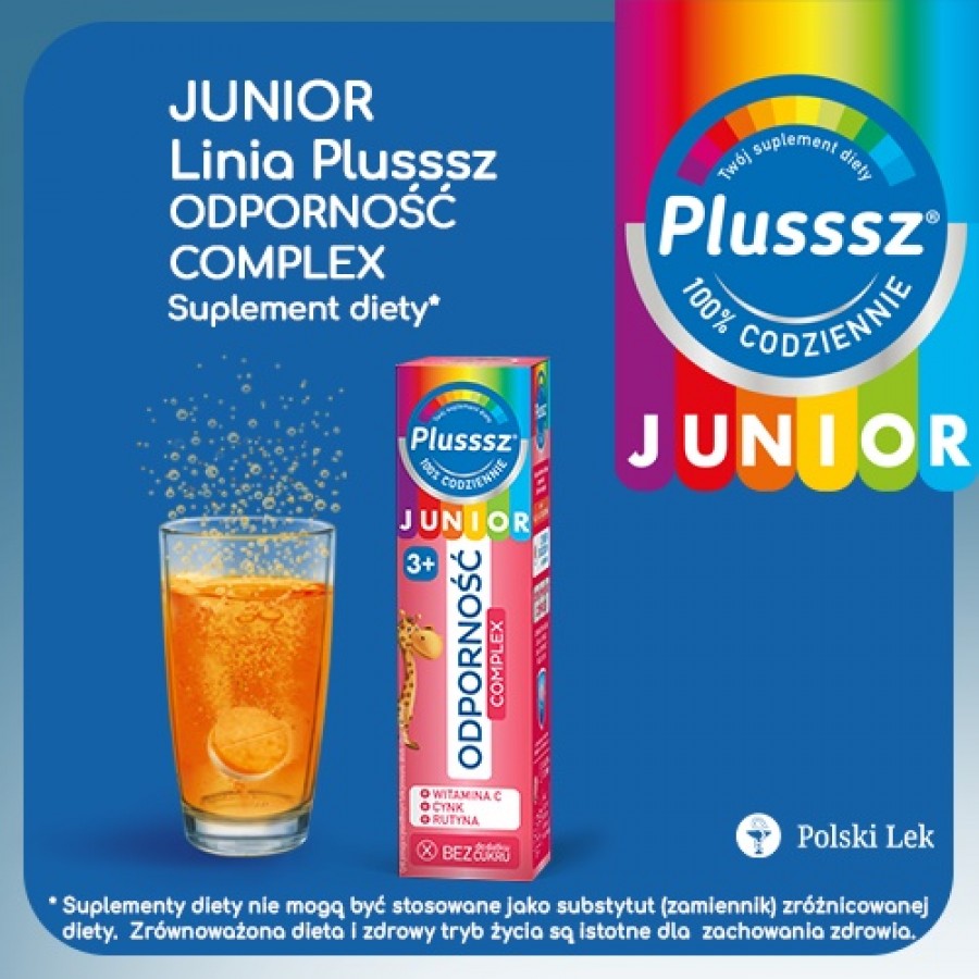 Miniaturka artykułu - #0 Plusssz Junior Odporność Complex, 20 tabletek musujących