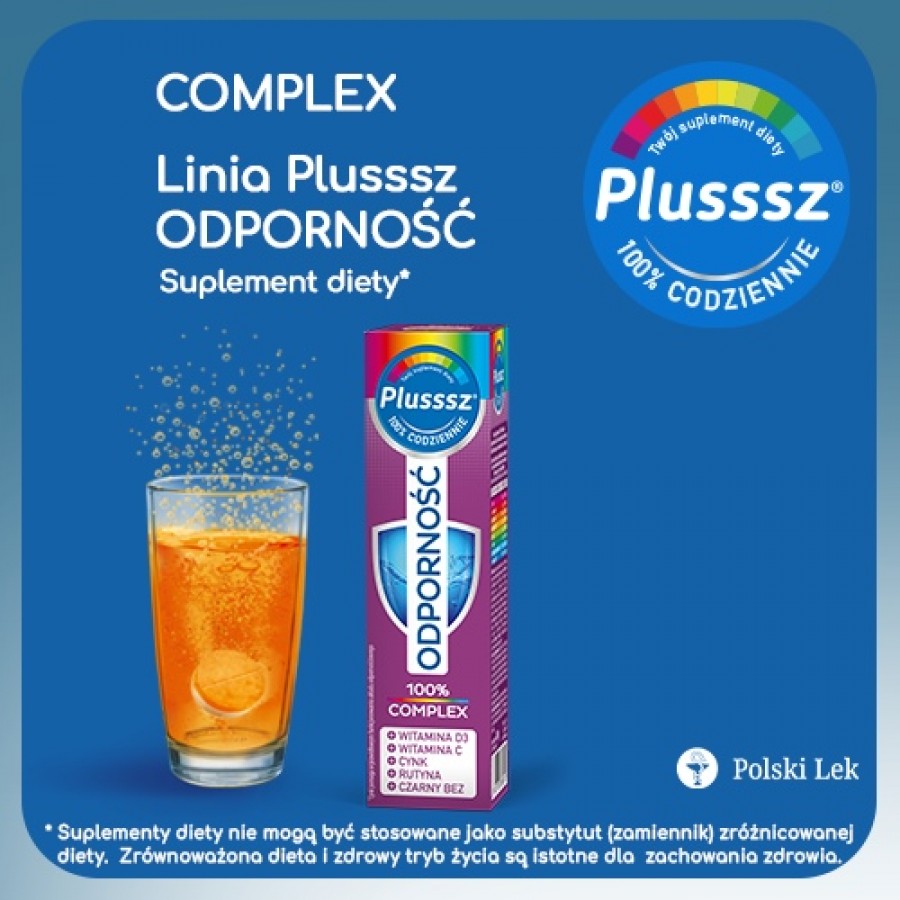 Miniaturka artykułu - #0 Plusssz Odporność 100% Complex, 20 tabletek musujących