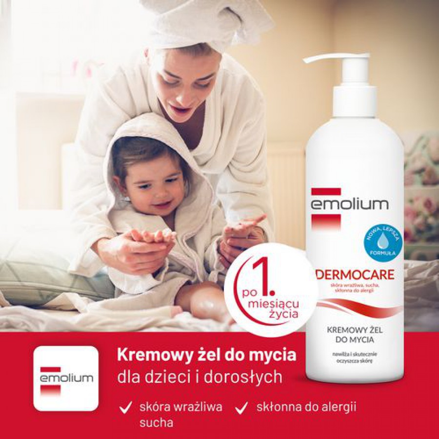 Miniaturka artykułu - #0 EMOLIUM Dermocare Kremowy Żel do mycia Nowa formuła, 400ml