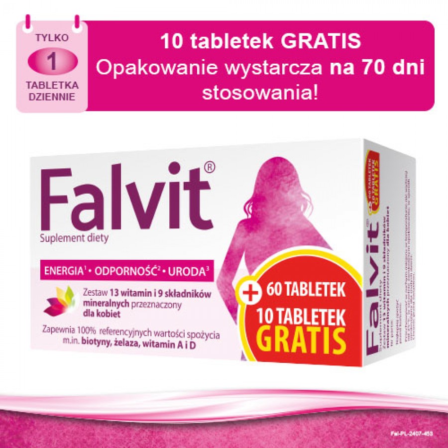 Zdjęcie produktu - 4 Falvit, 70 tabl. (60+10) - witaminy i minerały dla kobiet