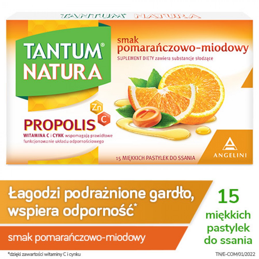 Miniaturka artykułu - #0 Tantum Natura smak pomarańczowo-miodowy, 15pastylek
