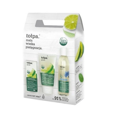 Miniaturka artykułu - #0 TOŁPA Zestaw Green Energia Krem-sorbet, 50ml + Żel-peeling, 150ml + Płyn micelarny, 200ml