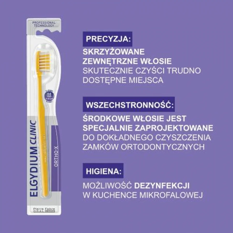 #2 – ELGYDIUM CLINIC Ortho-X ortodontyczna szczoteczka do zęb&oacute;w