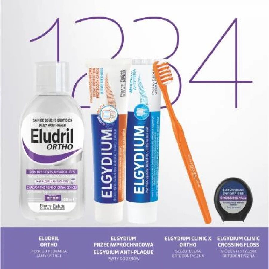 #4 – ELGYDIUM CLINIC Ortho-X ortodontyczna szczoteczka do zęb&oacute;w