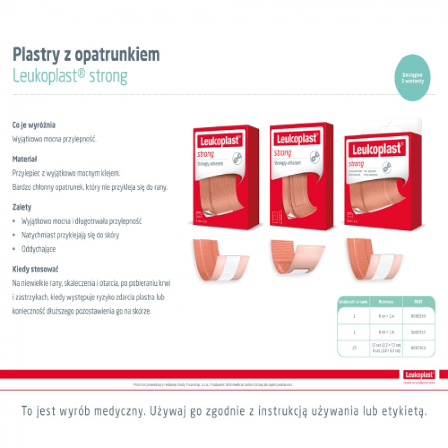 Zdjęcie produktu - 3 Leukoplast Strong Plaster z opatrunkiem 6cm x 1m, 1szt.