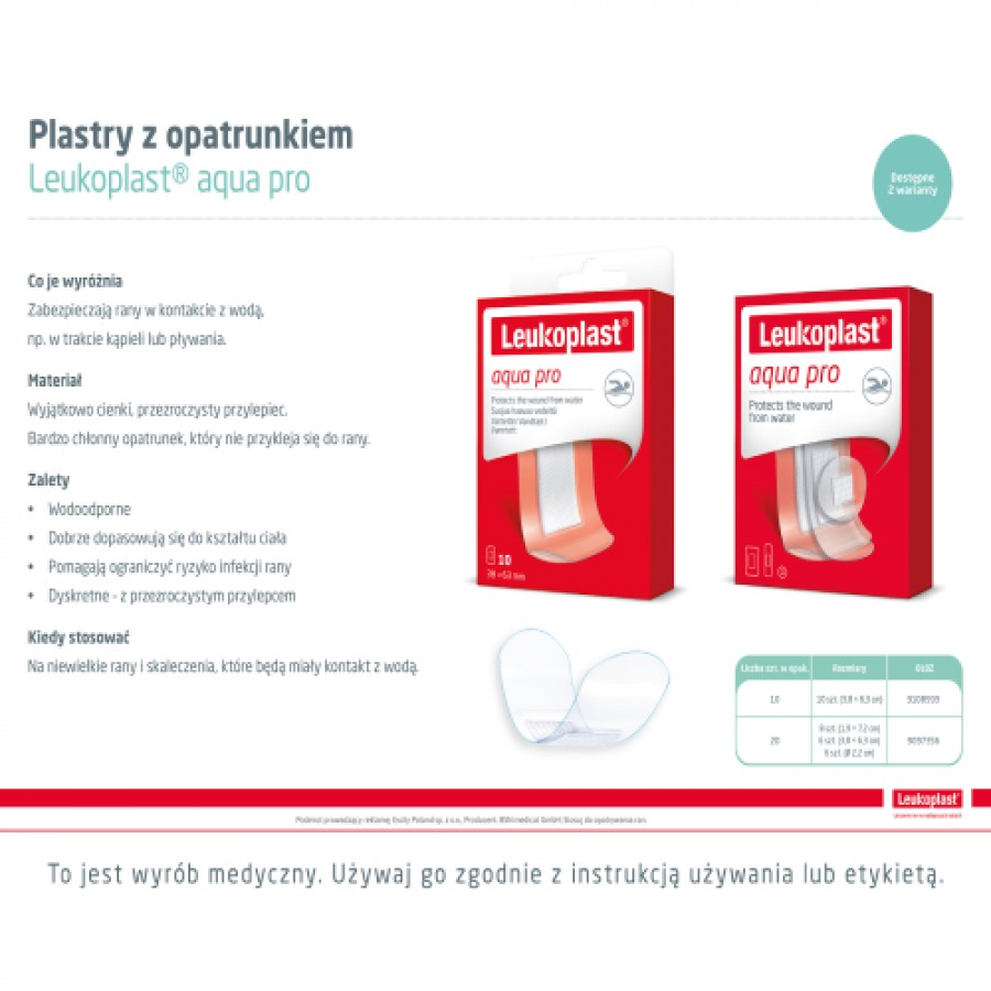 Zdjęcie produktu - 4 Leukoplast Aqua Pro Plastry wodoszczelne, 20 szt.