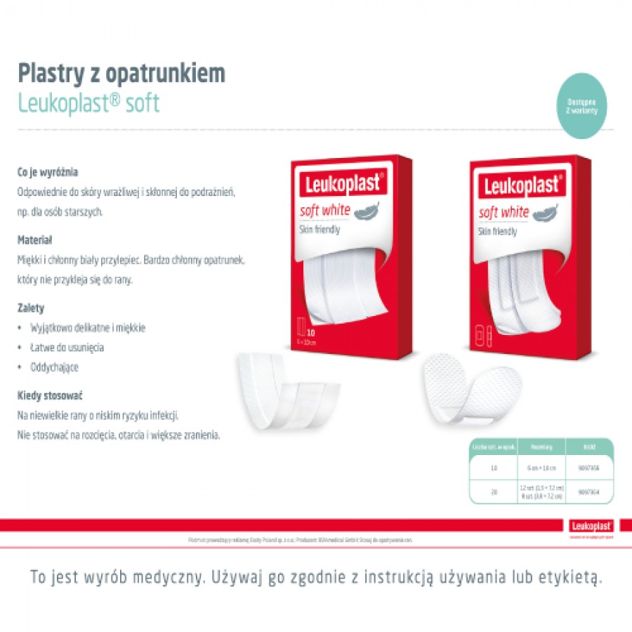 Zdjęcie produktu - 4 Leukoplast soft white Plaster z opatrunkiem 6x10cm, 10 szt.