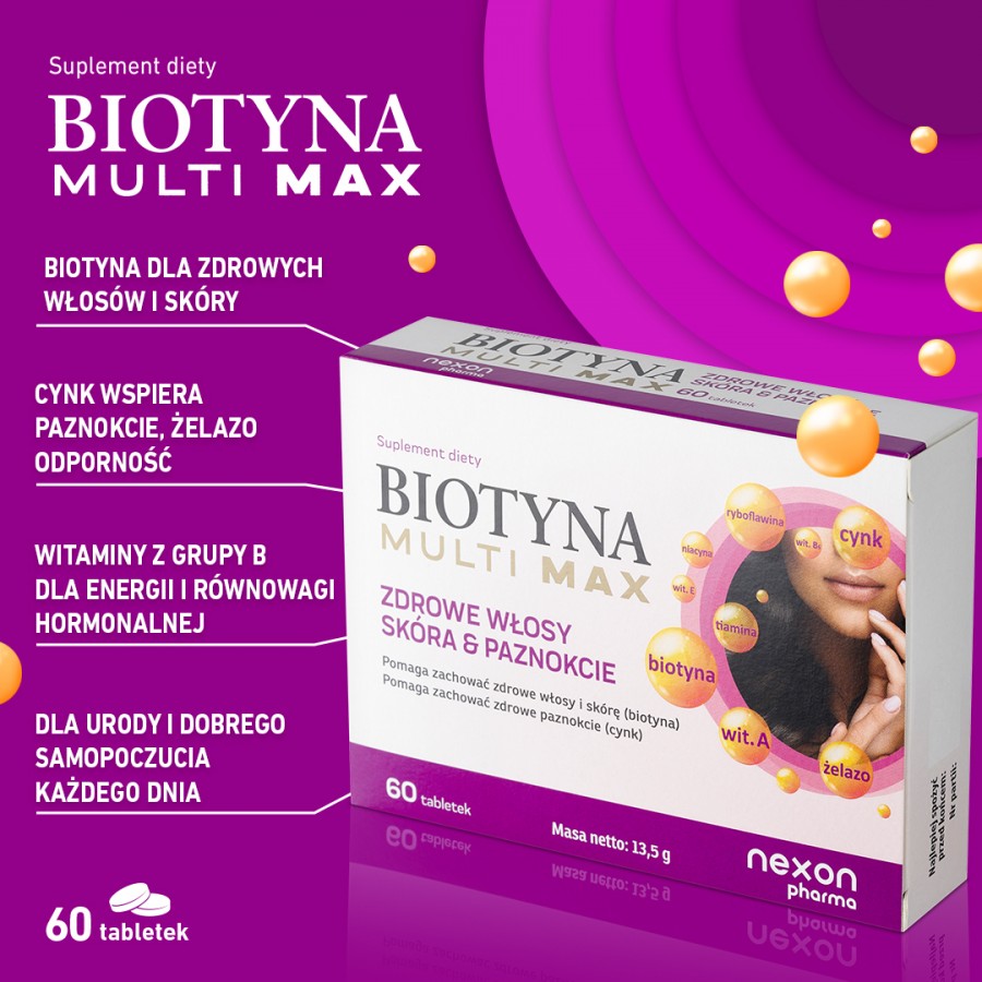 Miniaturka artykułu - #0 Biotyna MULTI MAX, 60 tabl.