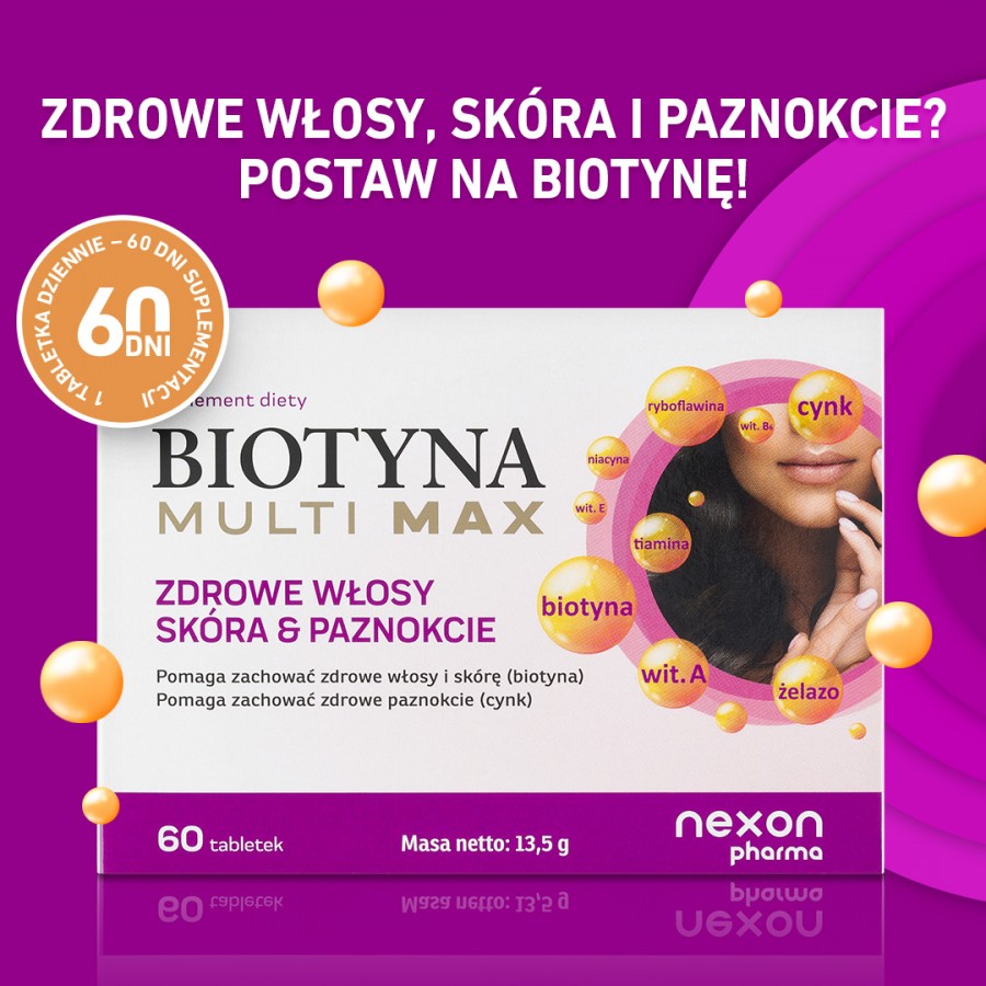 Miniaturka artykułu - #1 Biotyna MULTI MAX, 60 tabl.