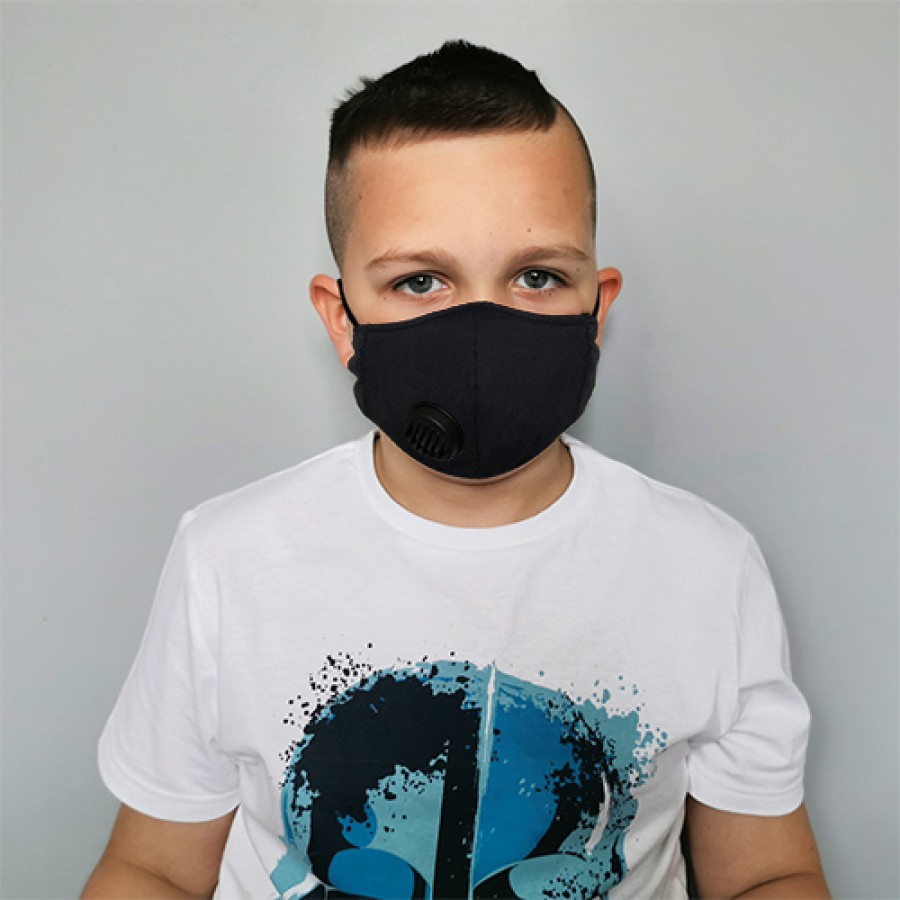 Miniaturka artykułu - #1 Maseczka ochronna dla Dzieci czarna +1 filtr