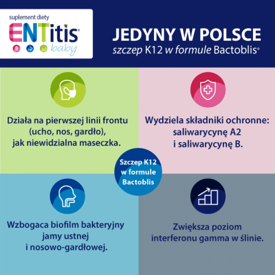 Zdjęcie produktu - 3 ENTitis Baby proszek o smaku truskawkowym, 30 sasz. 