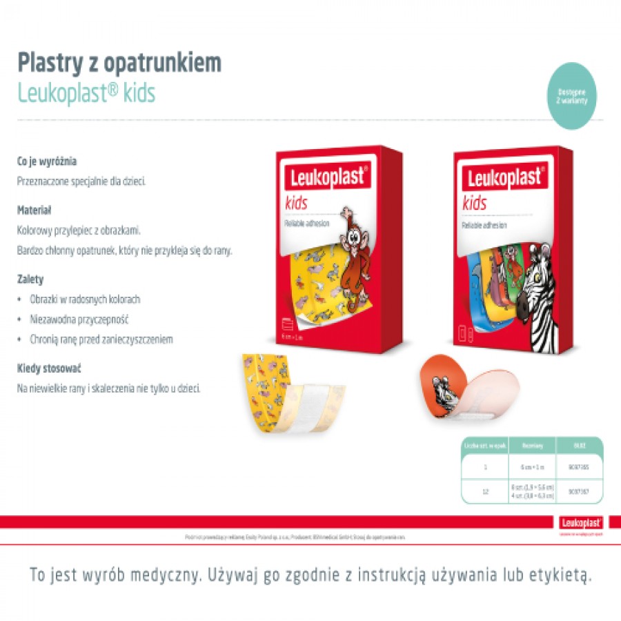 Miniaturka artykułu - #1 Leukoplast Kids Plaster z opatrunkiem 6cmx1m, 1 szt.