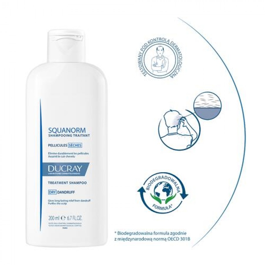 Zdjęcie produktu - 2 DUCRAY SQUANORM Szampon łupież suchy, 200ml