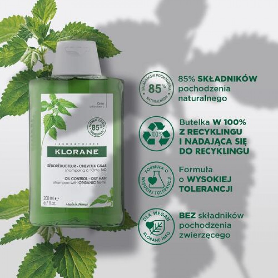 Miniaturka artykułu - #0 KLORANE Szampon z pokrzywą, 200ml