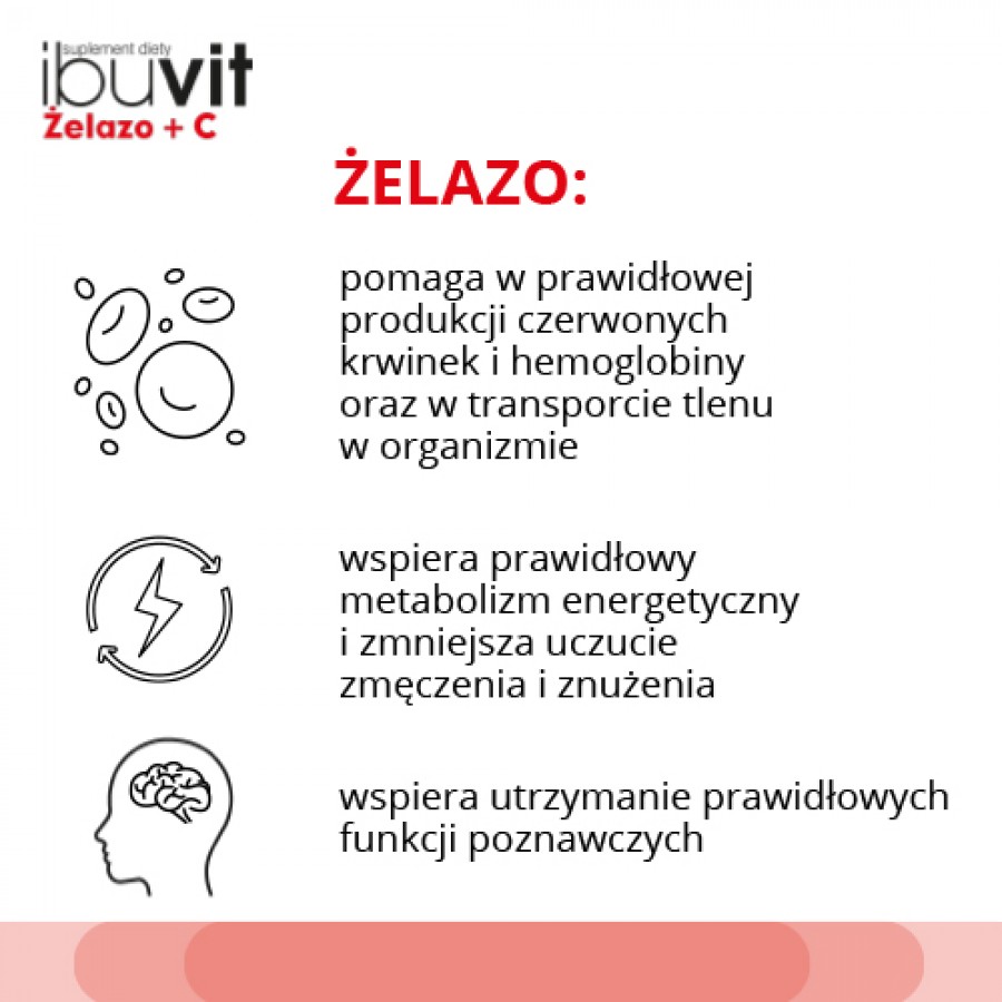 Zdjęcie produktu - 4 Ibuvit Żelazo + C tabl. 30 tabl.
