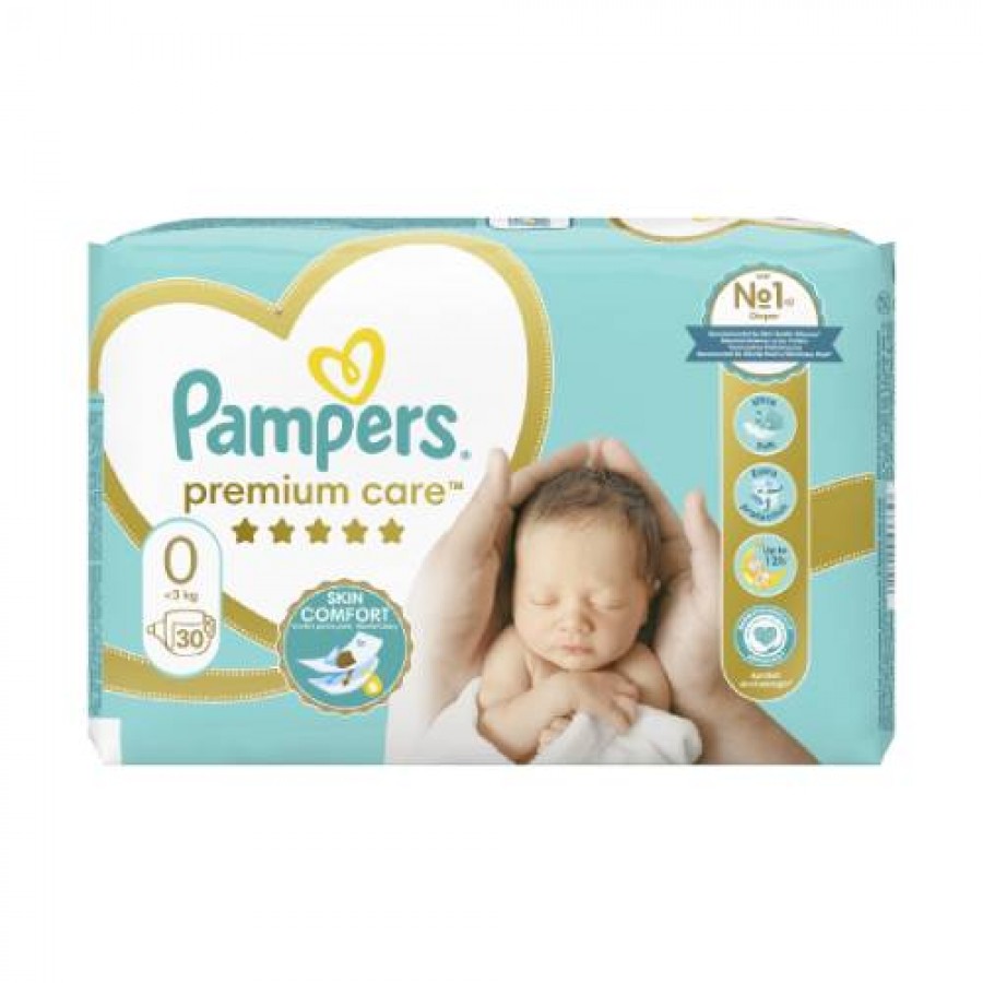 Zdjęcie produktu - 3 Pampers Premium Care Pieluszki rozmiar 0, 30 sztuk