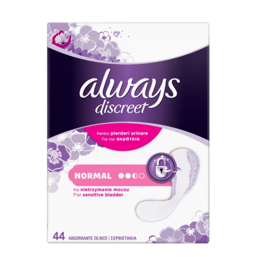 Miniaturka artykułu - #0 Always Discreet Normal Wkładki na nietrzymanie moczu, 44 sztuk
