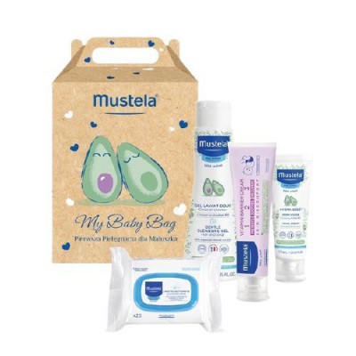 Miniaturka artykułu - #0 MUSTELA MY BABY BAG ZESTAW Pierwsza pielęgnacja: Żel do mycia, 200ml + Krem do twarzy, 40ml + Krem do przewijania, 50ml + Chusteczki oczyszczające, 25 sztuk