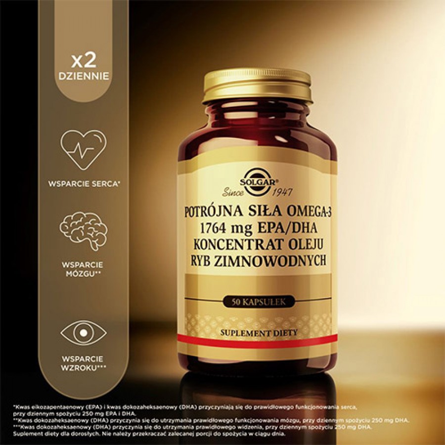#3 – SOLGAR Omega 3 potr&oacute;jna siła 1764 mg, 50 kapsułek