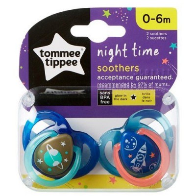 Miniaturka artykułu - #0 Tommee Tippee Smoczek NIGHT TIME 0-6m (mix)