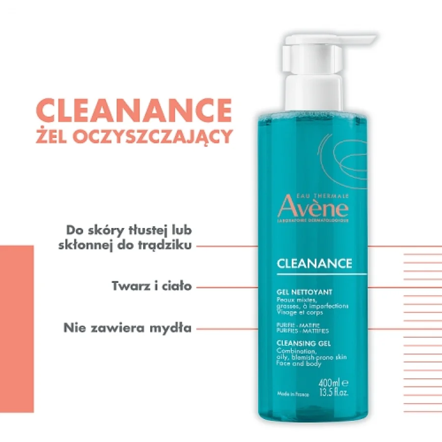 #1 – AVENE CLEANANCE Żel oczyszczający, matujący, 400ml