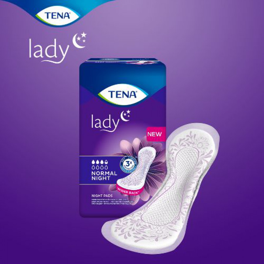 Miniaturka artykułu - #1 TENA Lady Protect+ Normal Night Pieluchy anatomiczne na noc, 10 szt.