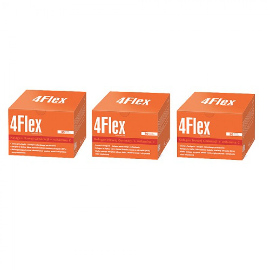 Miniaturka artykułu - #0 Zestaw 4Flex, 3 x 30 sasz. - kolagen w proszku