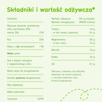 Zdjęcie produktu - 7 ZESTAW 6 x BoboVita obiadek warzywa z delikatną rybą, 190g
