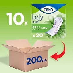 Zdjęcie produktu - #7 Zestaw TENA Lady Slim Mini Specjalistyczne podpaski przy lekkim nietrzymaniu moczu, 10x 20 szt.