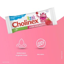 Zdjęcie produktu - #2 CHOLINEX lizak na b&oacute;l gardła BEZ CUKRU o smaku malinowym, 50szt.