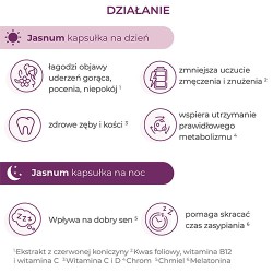 Zdjęcie produktu - #1 Jasnum, 30 kaps. na dzień + 30 kaps. na noc - suplement diety dla kobiet w okresie menopauzy
