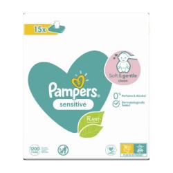 Zdjęcie produktu - #1 Pampers Chusteczki nawilżane Sensitive, 15 x 80szt.