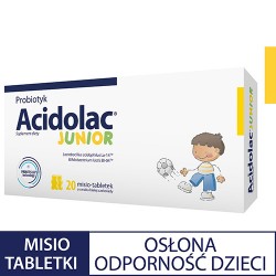 Zdjęcie produktu - #0 Acidolac Junior o smaku białej czekolady, 20 tabletek