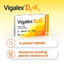 Zdjęcie produktu - #2 Vigalex D3+K2 D3 - 2000 IU, K2 - 75uq, 60 tabletek