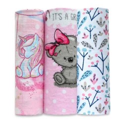 Zdjęcie produktu - #0 EGA KIDS Zestaw Pieluszek Girl, 3szt. tetra, flanela 70x80, muślin 60x80