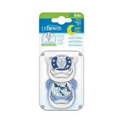 Zdjęcie produktu - #0 Dr Brown's Smoczek ortodontyczny PreVent świecący w ciemności 0-6m, niebieski/przezroczysty, 2szt