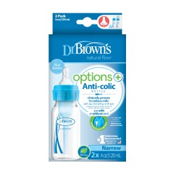 Zdjęcie produktu - #0 Dr Brown's Options+ Butelka antykolkowa 0m+ Niebieska 120ml, 2szt