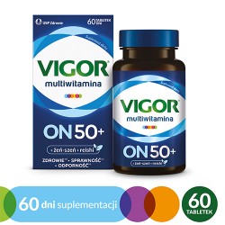 Zdjęcie produktu - #1 Vigor Multiwitamina ON 50+ zestaw witamin i minerał&oacute;w z żeń-szeniem i reishi, 60 tabl.