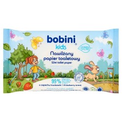 Zdjęcie produktu - #0 BOBINI KIDS Nawilżany papier toaletowy o zapachu truskawki, 50 sztuk