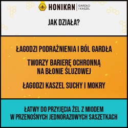 Zdjęcie produktu - #2 HONIKAN GARDŁO I KASZEL Żel w saszetkach na gardło i kaszel, 10sasz.