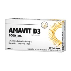 Zdjęcie produktu - #0 AMAVIT D3 2000 j.m., 60 tabletek ulegających rozpadowi w jamie ustnej
