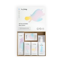 Zdjęcie produktu - #0 HAGI Baby Zestaw Witaj w domu Maluszku: Żel do ciała i włos&oacute;w 250 ml + Oliwka do ciała 150 ml + Mydło 100 g + Krem pod pieluszkę 50 ml + Krem do buzi i ciała 50 ml