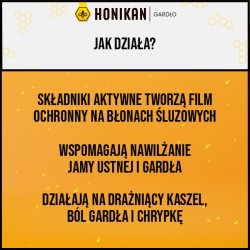 Zdjęcie produktu - #2 HONIKAN GARDŁO 2-fazowe pastylki do ssania o smaku wiśniowym, 16 pastylek